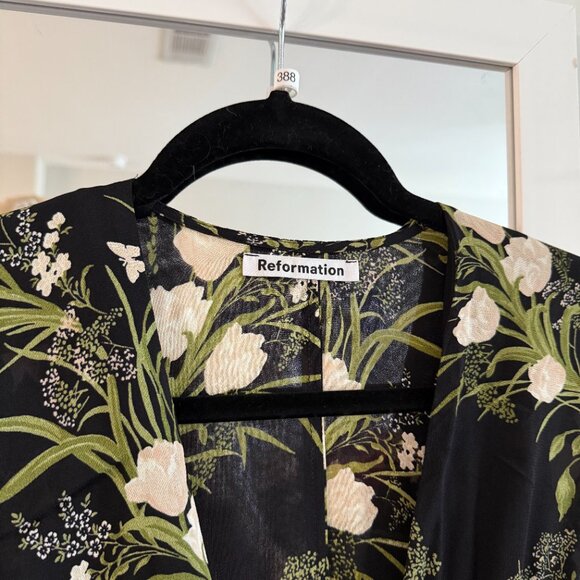 Reformation Lemongrass Jumpsuit Size 0 Color Black White Green - Picture 6 of 9